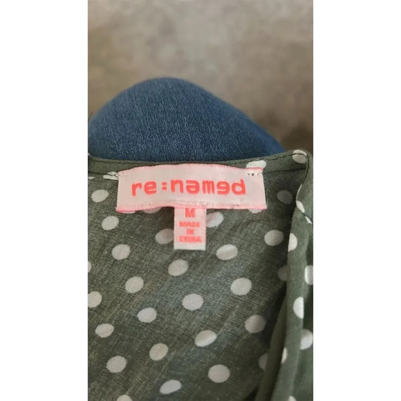 Women's Green Polka Dot Knot Front Dress Size M Casual Spring - Picture 3 of 5